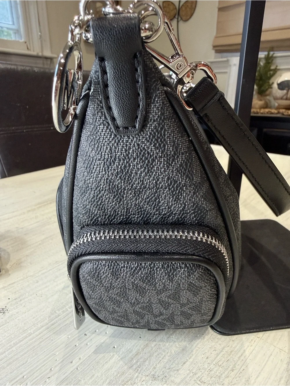 Michael Kors Merritt Black Signature Canvas Crescent Shoulder/Crossbody Bag